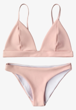 Cami Plunge Bralette Bikini Top And Bottoms Pink Bikini Bottoms