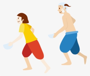 Yellow Cartoon Water Festival - Songkran Water Festival Png