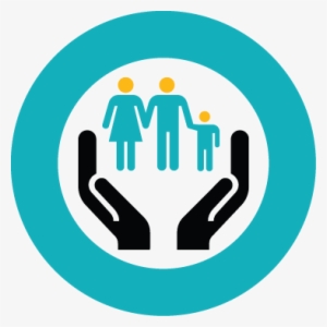 Blue Circle With Hands Holding A Family - Social Work Clip Art