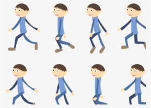 Boy Walk Cartoon Animation Figure Simple B - Vector Clip Art That Can Be Ungrouped