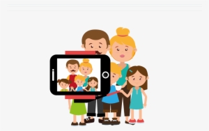 Selfie Cartoon Photography Illustration - Family Selfie Cartoon Png
