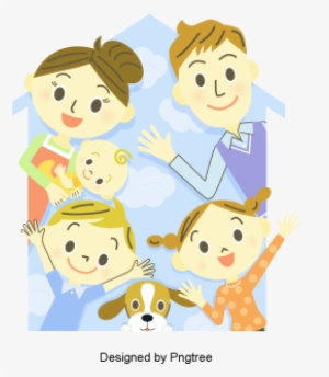 Cartoon Happy Family Design Pattern, Cartoon, Hand-painted, - Cartoon