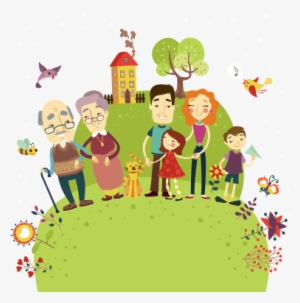 Happy Family House And Animals Free Vector Illustration - Happy Family Png Vector