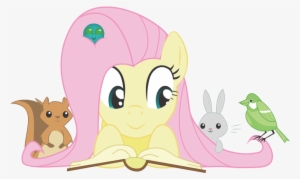 Fluttershy Pony Cartoon Pink Mammal Vertebrate Nose - Fluttershy Reading A Book