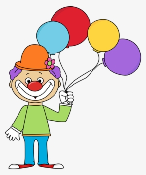 Clipart Of A Happy Family At The Carnival In The Hilltop - Clown With Balloons Clipart