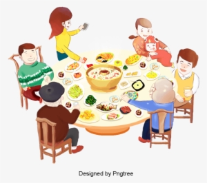 Cartoon Happy Family Design Pattern, Cartoon, Hand - Reunion Dinner
