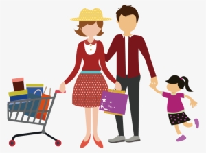 Shopping Cart Family Clip Art Shopping For A Family - Family Shopping Vector Png