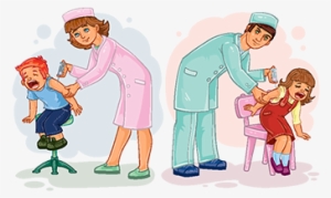 Set Illustrations Of Little Children Vaccinations, - Dibujos De Vacunas Animadas