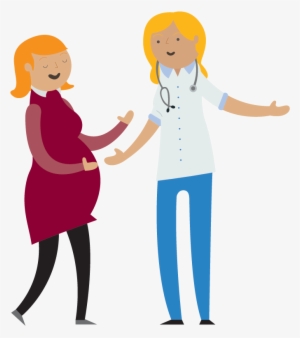 Illustration Of A Pregnant Lady And A Doctor - Clip Art