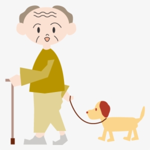 Dog Grandpa Using A Cane Male Free - Clip Art