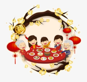 This Graphics Is Hand Drawn Cartoon Family Reunion - Greeting Card For Chinese New Year