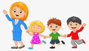 Clipart Resolution 6000*3609 - Single Mom Family Cartoon