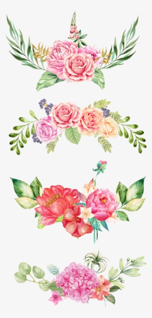 Floral Print Png - Watercolor Flowers Pink Border