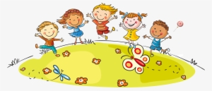 Hand Painted Cartoon Children Playing Decoratives - Viva La Educacion Inicial Animado