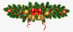 Golden Bells And Decoration - Green Christmas Decorations Png