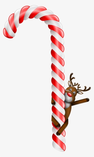 Transparent Large Christmas Candy Cane With Deer Png - Ren Auf Zuckerstange Postkarte