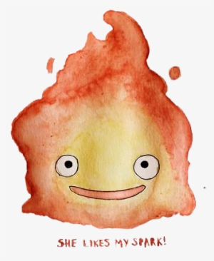 Howl's Moving Castle, Watercolor, And Calcifer Image - Howl's Moving Castle Watercolor