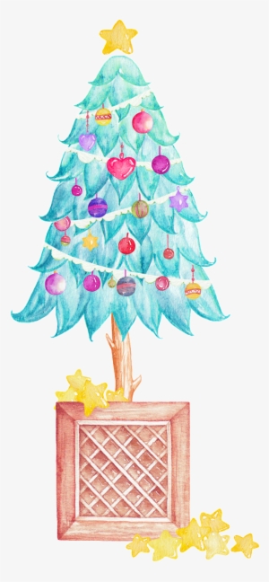 Cartoon Cute Christmas Tree Png Transparent - Thank You For Holiday Gift With Rabbit Card