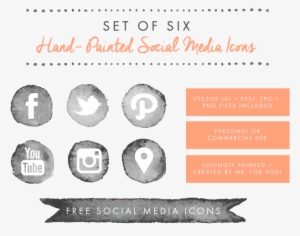 These Social Media Icons - Social Media Icon Vector Watercolor