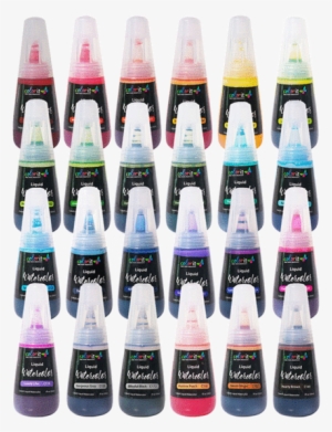 24 Color Liquid Watercolor Ink Bottle Set - Glitter