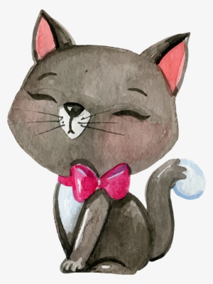 Siamese Cat Kitten Puppy Watercolor Painting Christmas - Watercolor Cartoon Cat