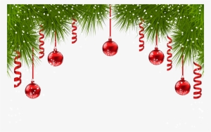 Christmas Pine Decor With Red Ornaments Png Clip Art - Christmas Graphics