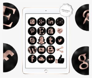 Rose Gold And Black Social Media Icons Example Image - Cupcake