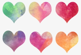 Hearts Colorful Watercolor Valentine Pink - Hearts Watercolor Png