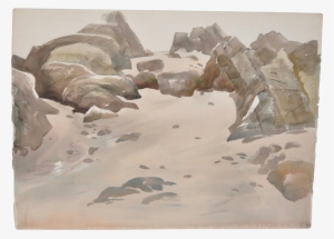 Art Riley Rocky Coast Landscape Watercolor Study C - 1950s