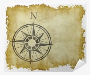 Great North Arrow And Compass On Old Parchment Map - North Arrow