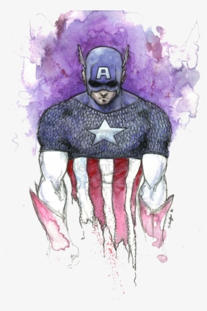 Captain America Batman Watercolor Painting Art Superhero - Captain America Watercolor
