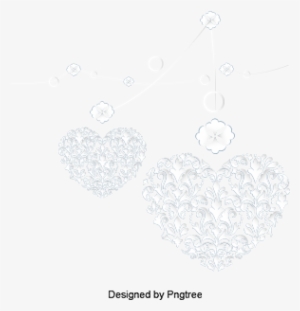 Floral White Heart, Butterfly Clipart, Heart Clipart, - Drawing