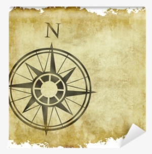Great North Arrow And Compass On Old Parchment Map - North Arrow