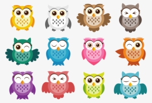 Cute Owl Vector Icons - Vector Graphics
