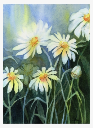 Click And Drag To Re-position The Image, If Desired - Watercolor Daisy Flower Painting
