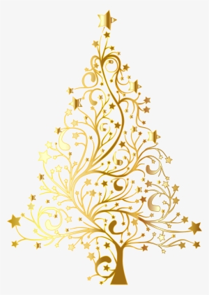 Starry Christmas Tree Gold No Background - Gold Christmas Tree Vector