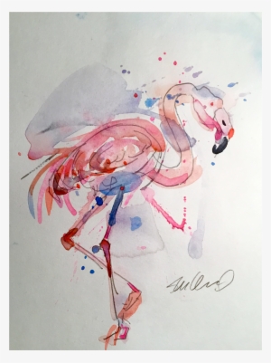 Pink Flamingo Splash Watercolor - Watercolor Painting