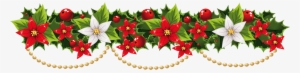 Transparent Christmas Mistletoe Garland With Pearls - Clip Art Christmas Garland