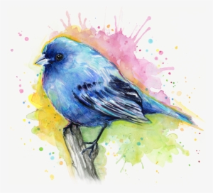 Indigo Bunting Blue Bird Watercolor Kids T