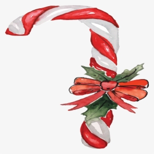 Hand Painted Watercolor Christmas Crutches Transparent - Christmas Day