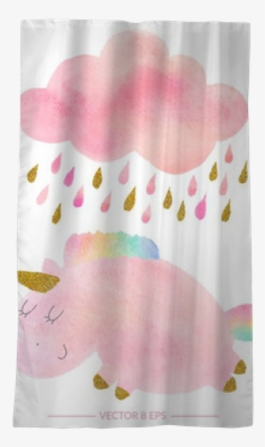 Watercolor Unicorn And Cloud With Rain Blackout Window - Rosy Maple Moth