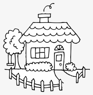 Tree - Black And White Clip Art House