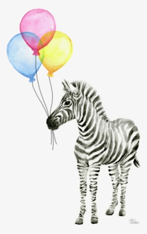 Zebra Watercolor With Balloons Onesie For Sale By Olga - Watercolor Animal With Balloon