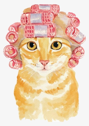 Clip Black And White Stock Cats Vector Watercolor - Watercolor Cat With Hat