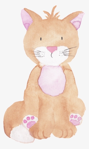 Hand Painted Watercolor Cat Doll Transparent Cartoon - Watercolor Painting
