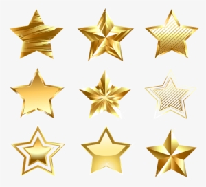 Transparent Golden Stars Set Png - Transparent Background Gold Stars Clipart
