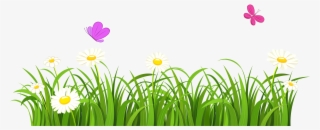 Grass And Butterflies Png Clipart - Grass And Flowers Clipart