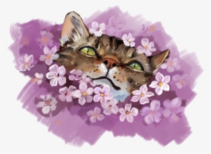 Cat In Flowers - Birman