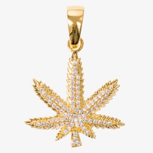 Iced Weed Leaf In Yellow Gold - Weed Chains Iced Out