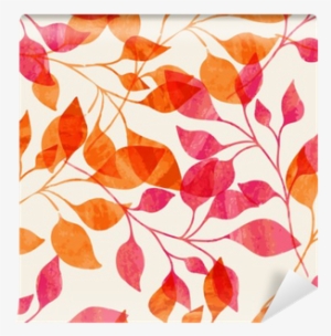 Watercolor Seamless Pattern With Pink And Orange Autumn - Orange Leaves Pattern
